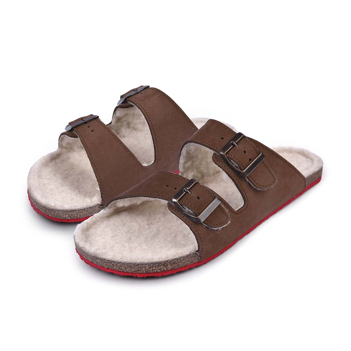Dámské barefoot kožené pantofle s ovčí vlnou Tonka hnědá