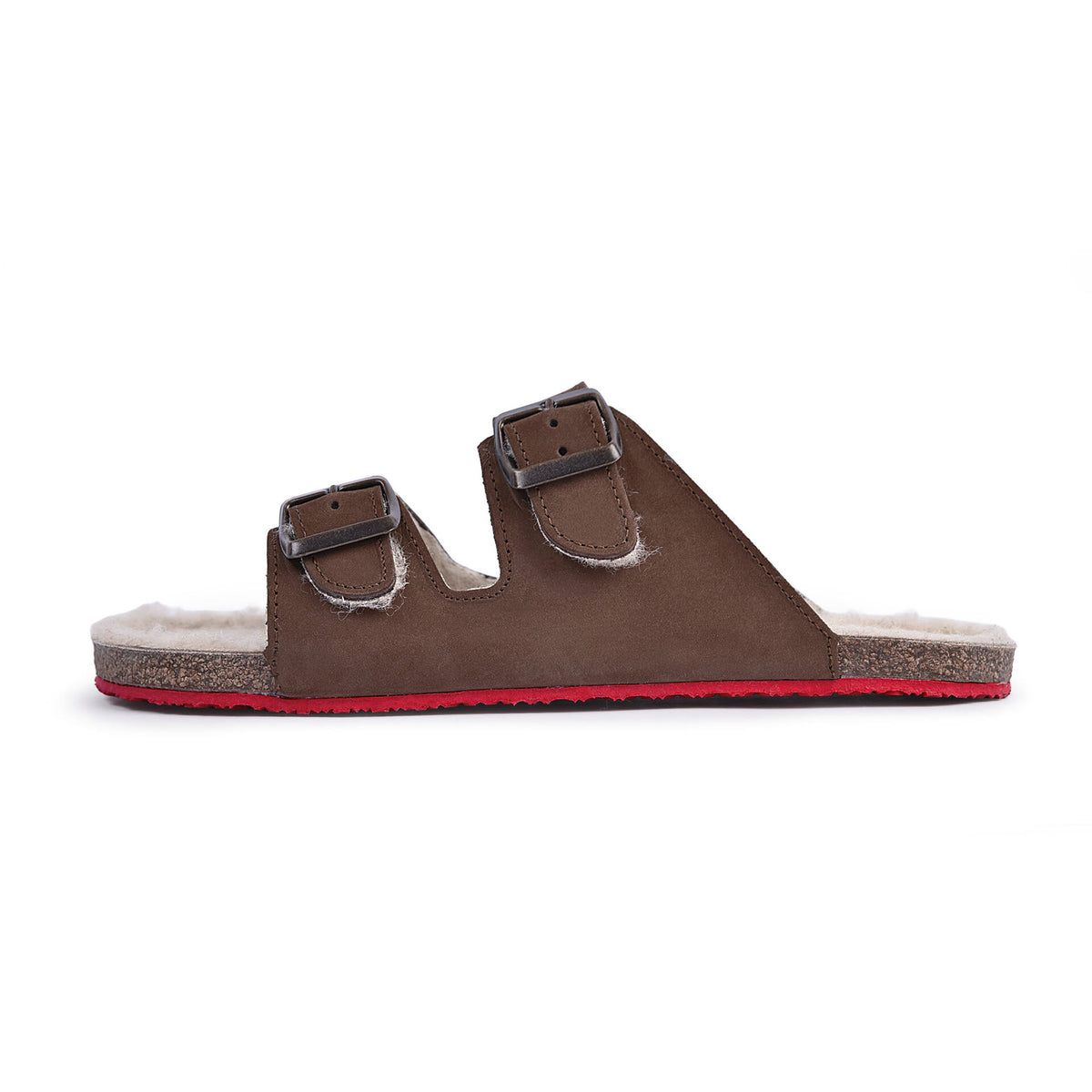 Dámské barefoot kožené pantofle s ovčí vlnou Tonka hnědá