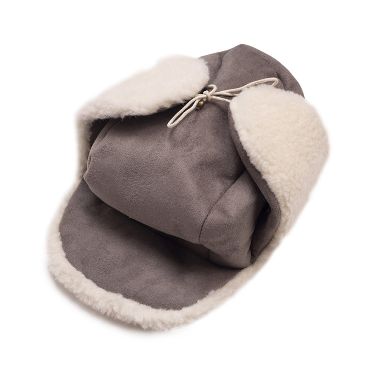 Pälsmössa av fårull velour grå