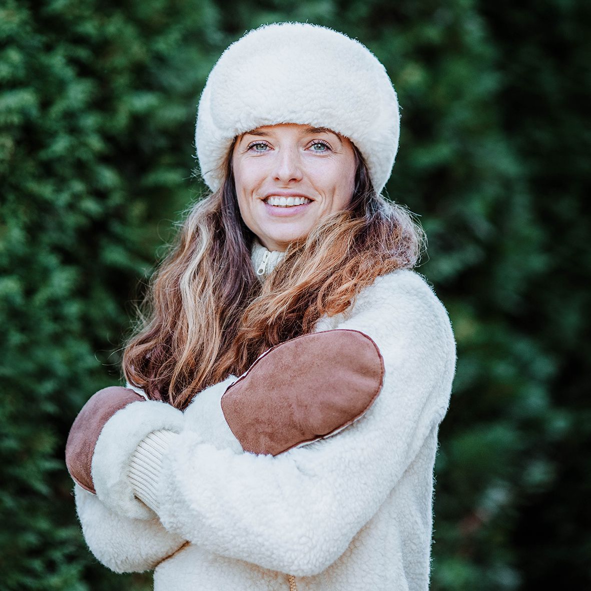 Tumvantar av fårull velour brun