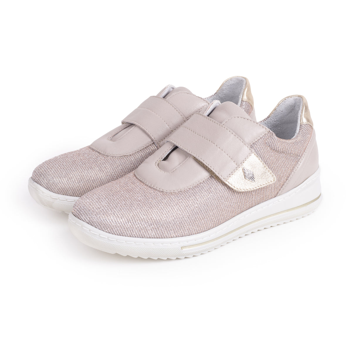 Damsneakers i läder Ingrid beige