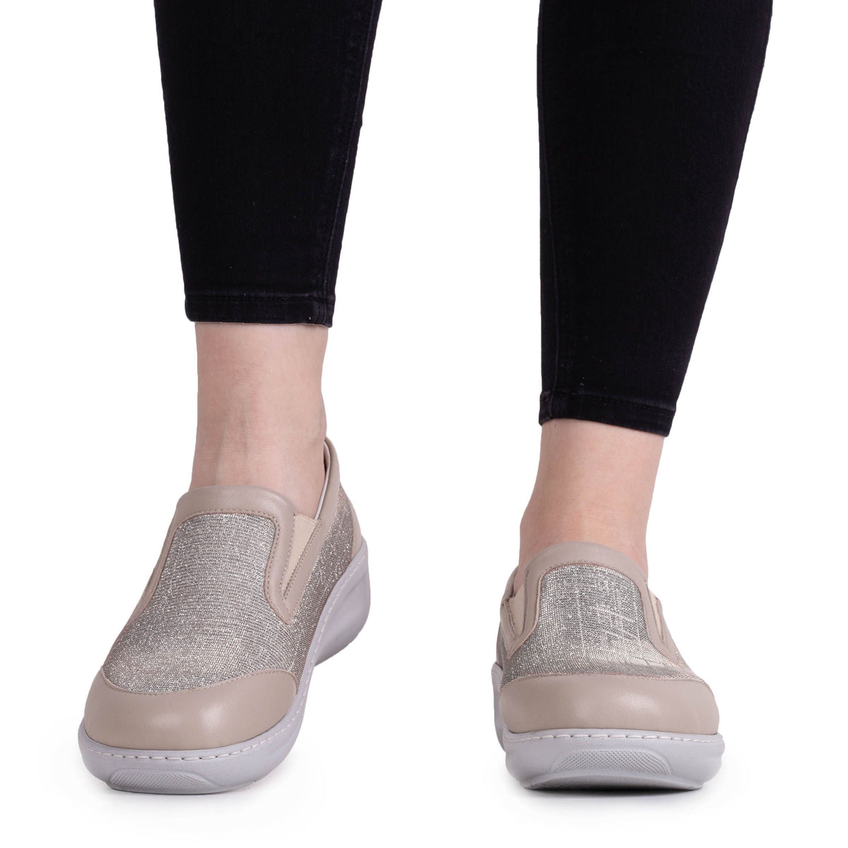Damballerinor i läder Jolana beige