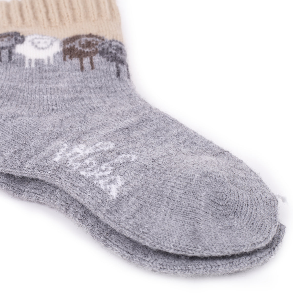 Barnstrumpor i merinoull Ovci particka beige