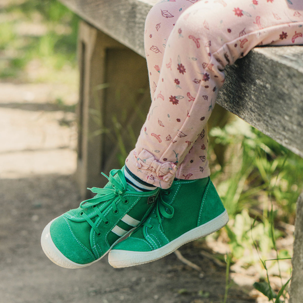 Barnlädersneakers Koko grön
