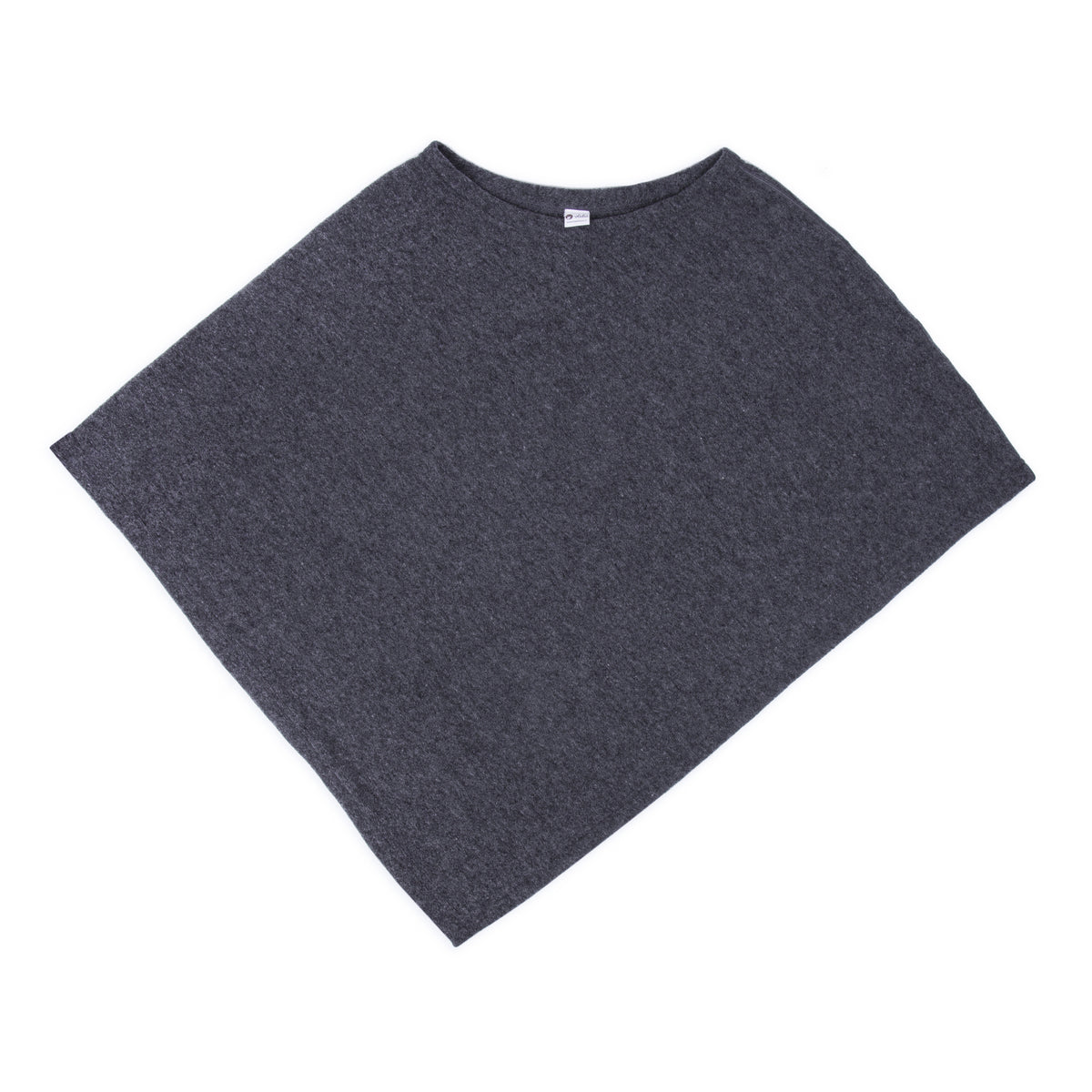 Poncho med fårull mörkgrå
