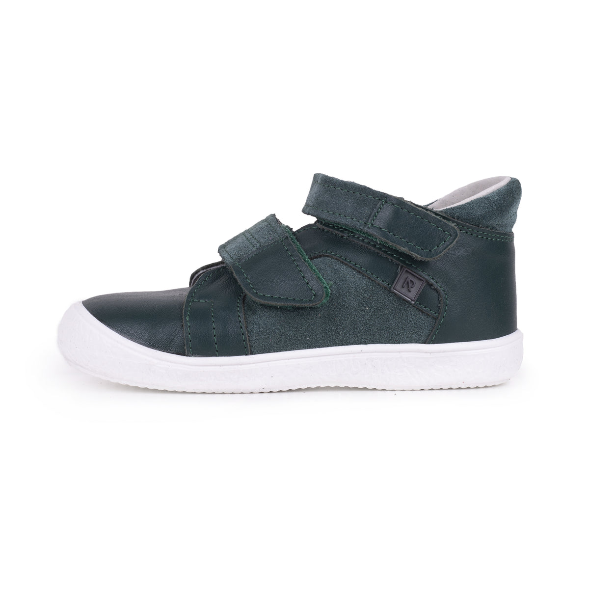 Barnlädersneakers med kardborreband Kiki grön