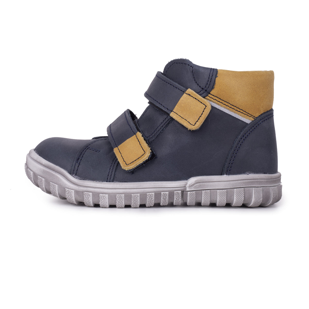 Barnlädersneakers med kardborreband Pepe blå