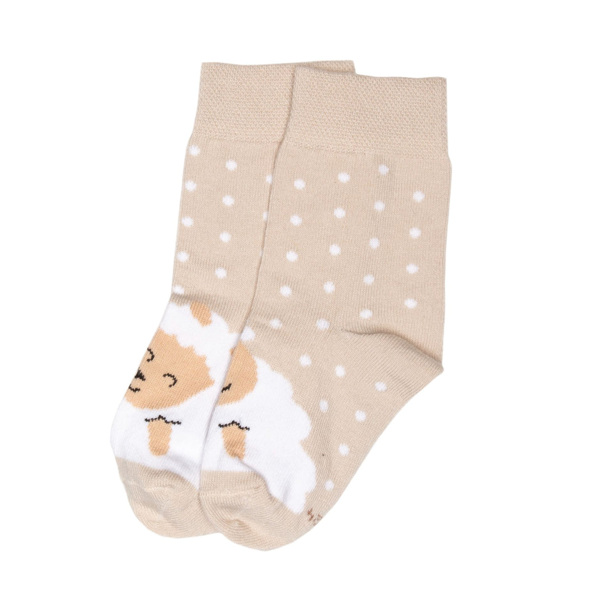 Barnbomullsstrumpor Woolee får beige