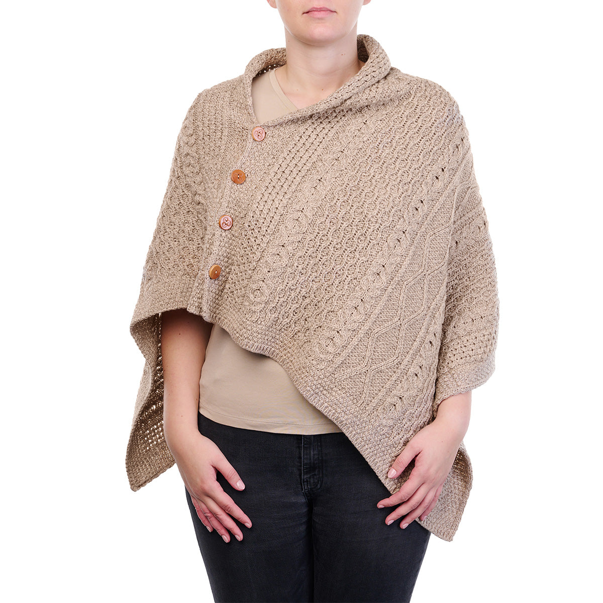 Ullponcho brun