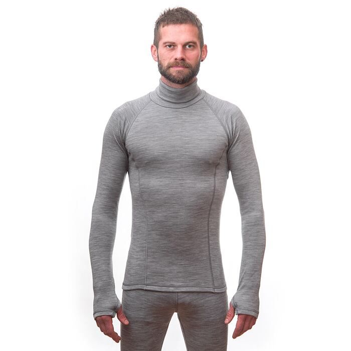 Herr funktionströja Sensor Merino Bold roll neck cool gray