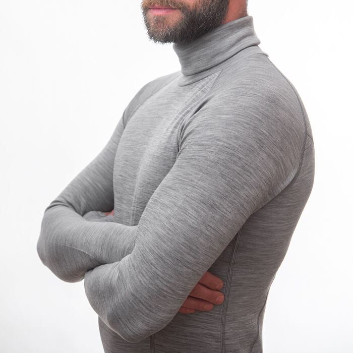 Herr funktionströja Sensor Merino Bold roll neck cool gray