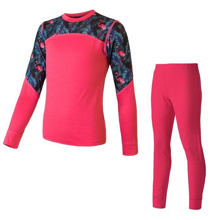 Barnset funktionskläder Sensor Merino Impress magenta/floral