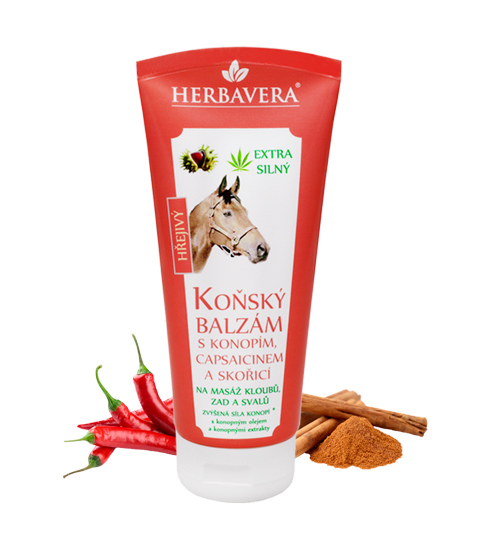 Värmande hästbalsam med hampa capsaicin
och kanel 200 ml