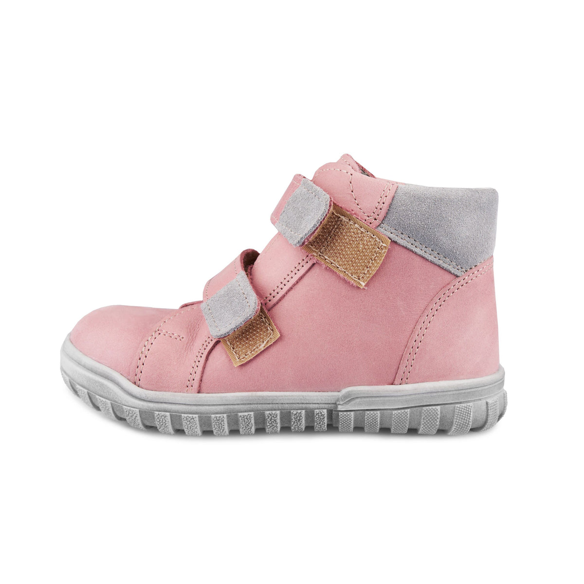 Barnlädersneakers med kardborreband Pepe rosa