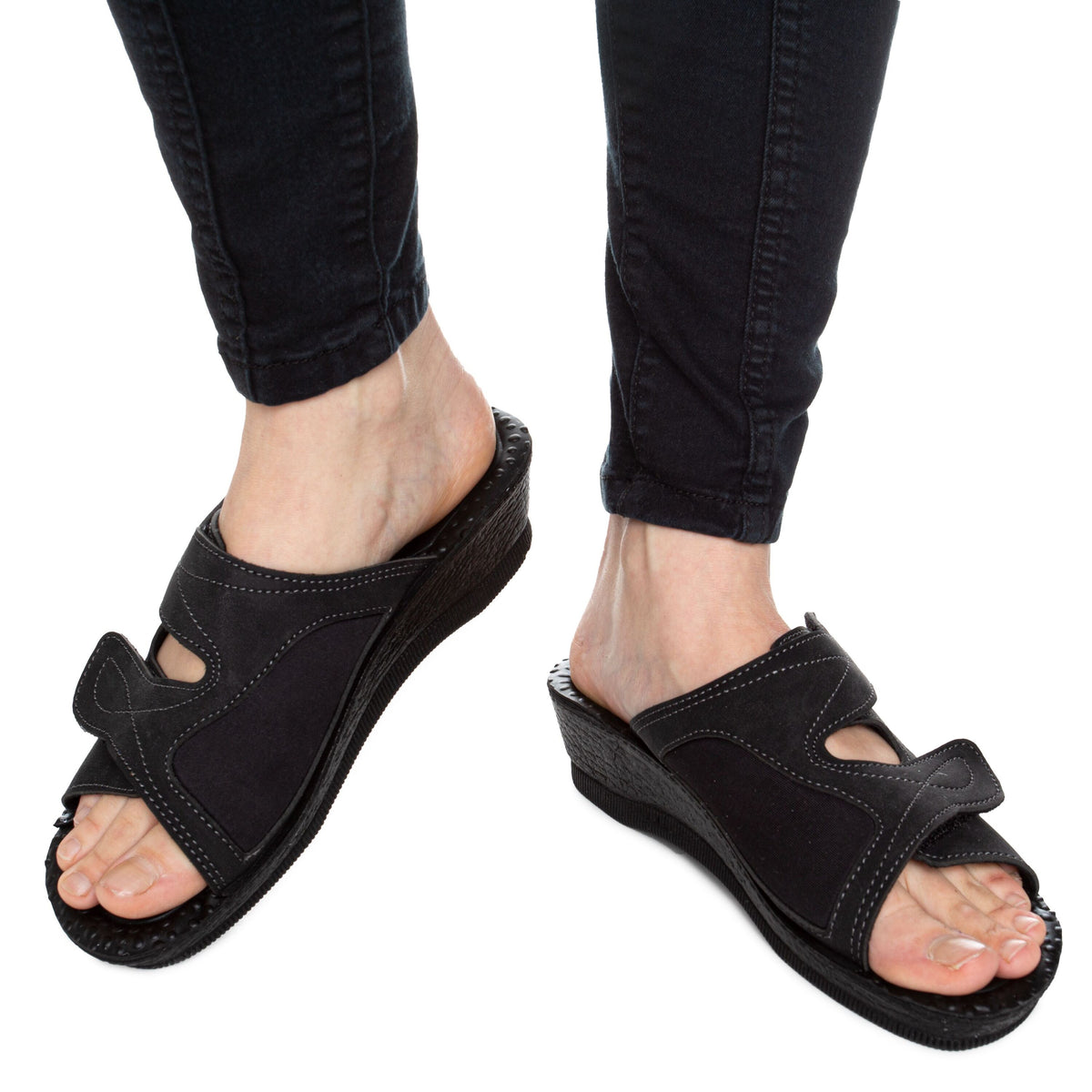 Dam gel-slip-in-tofflor för hallux Milada svart