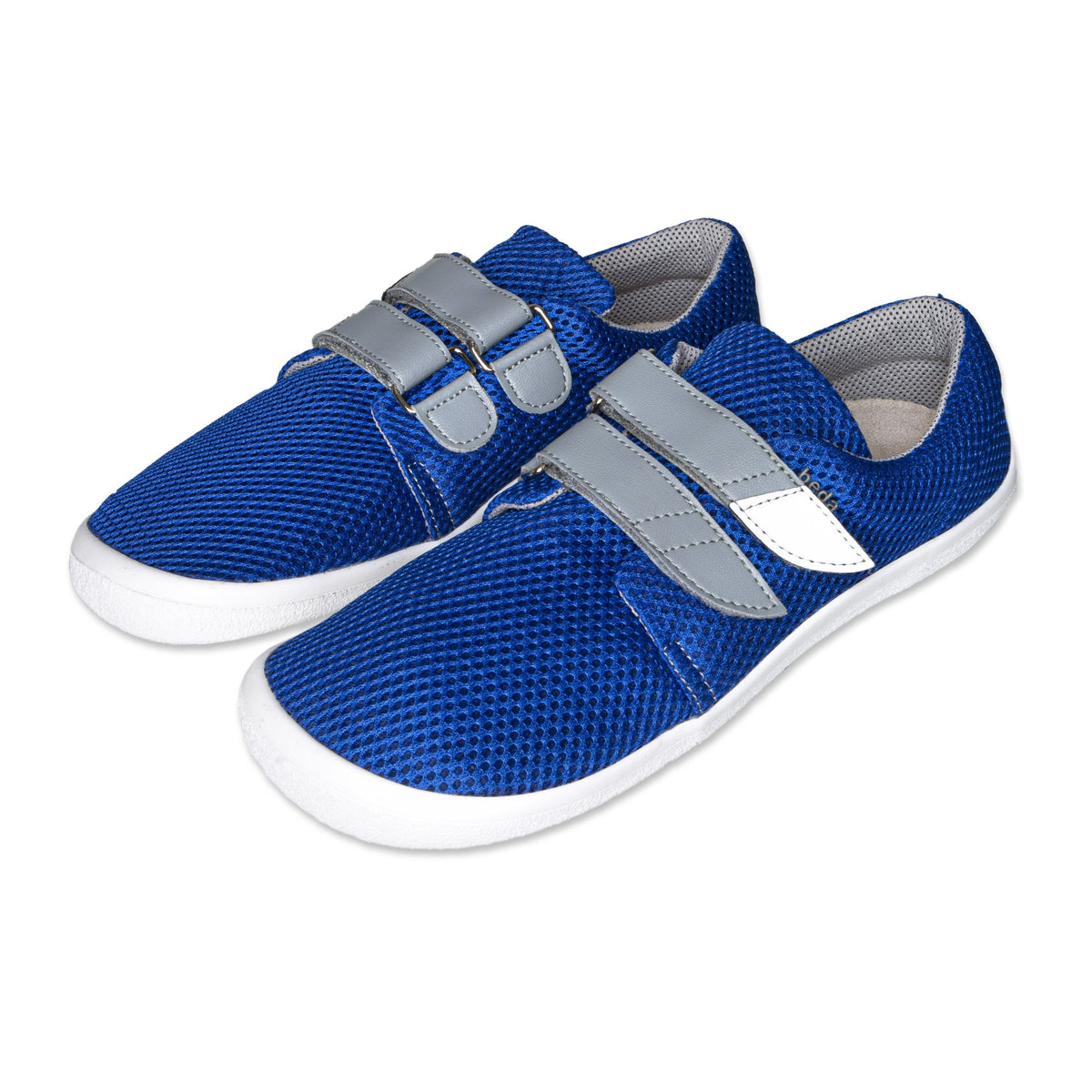Barefoot andningsbara barnsneakers med kardborreband Beda blå