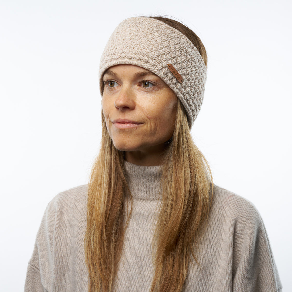 Ullhårband med foder Moni beige