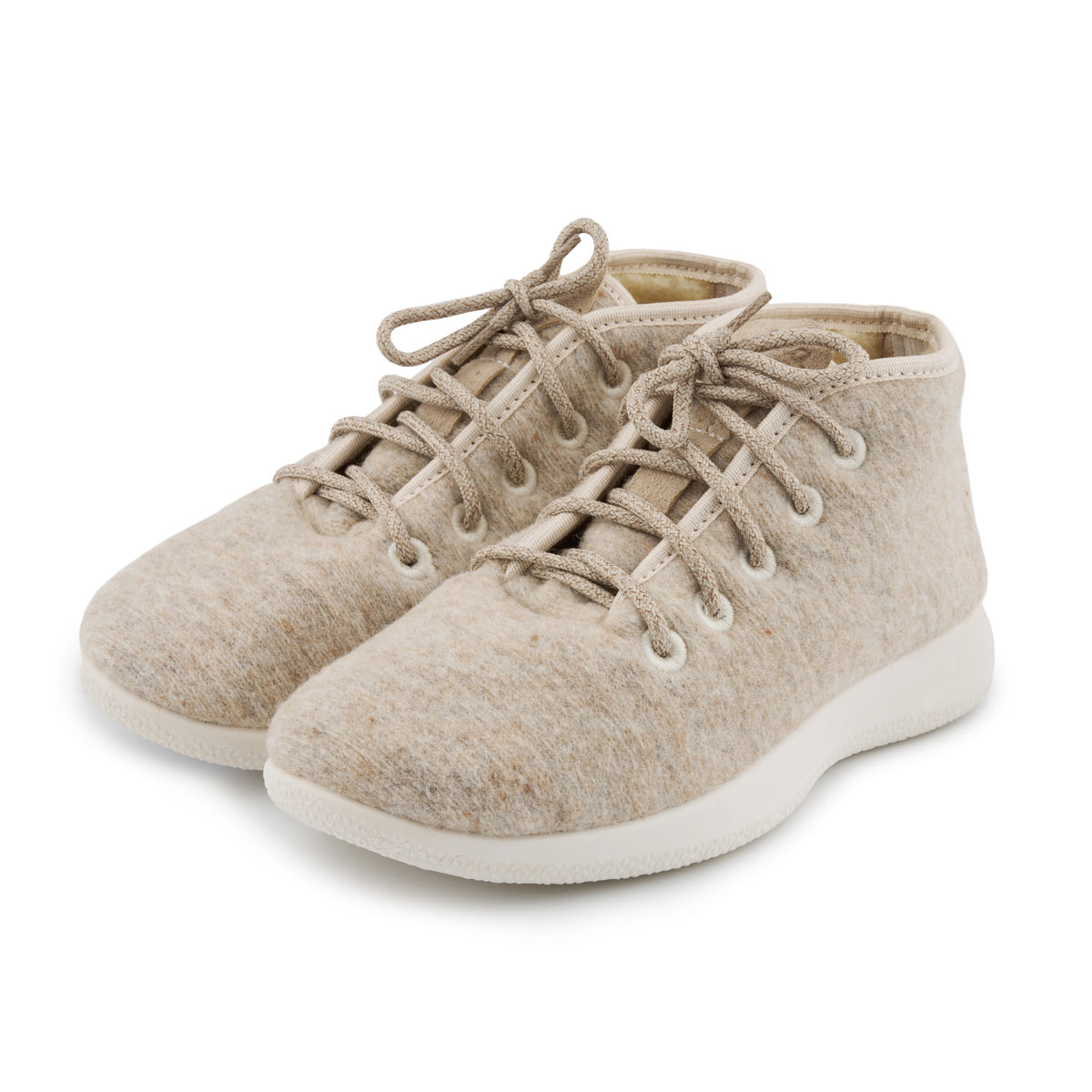 Ullfodrade ankelhöga sneakers Woolee beige