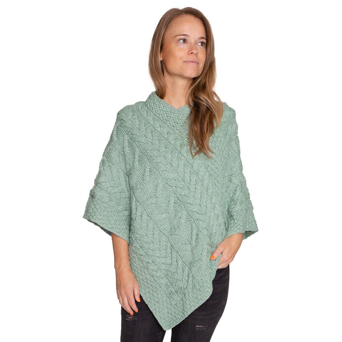 Ullponcho Supersoft merinoull turkos