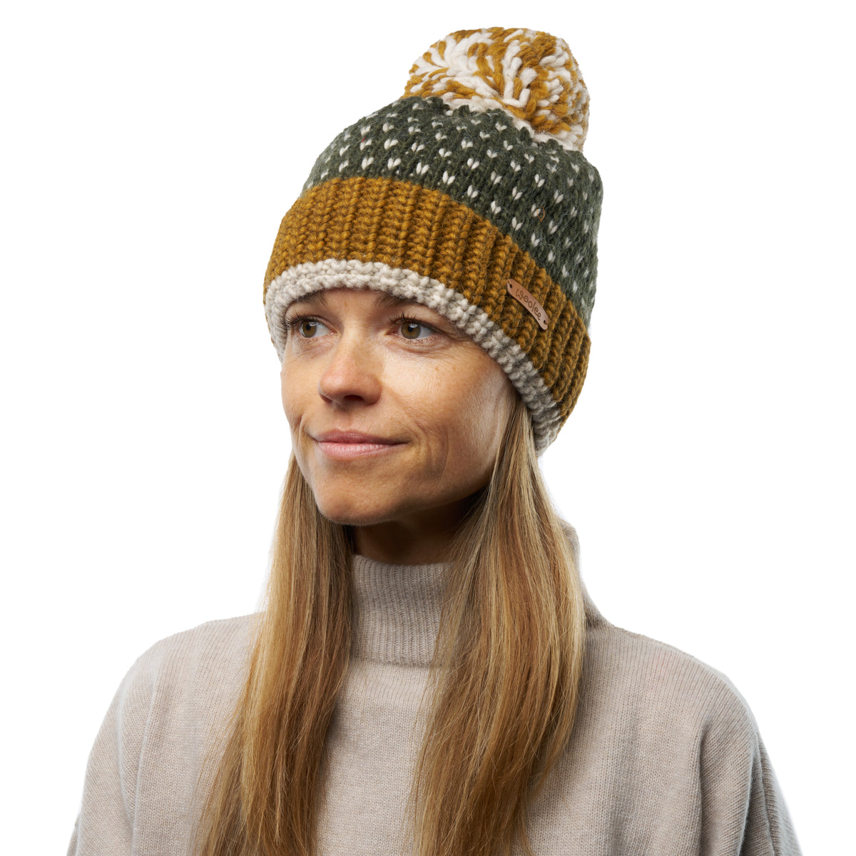 Mössa med fårull Woolie V31 grön