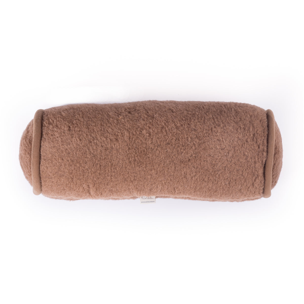 Kudde med kamel- och fårull cylinder brun