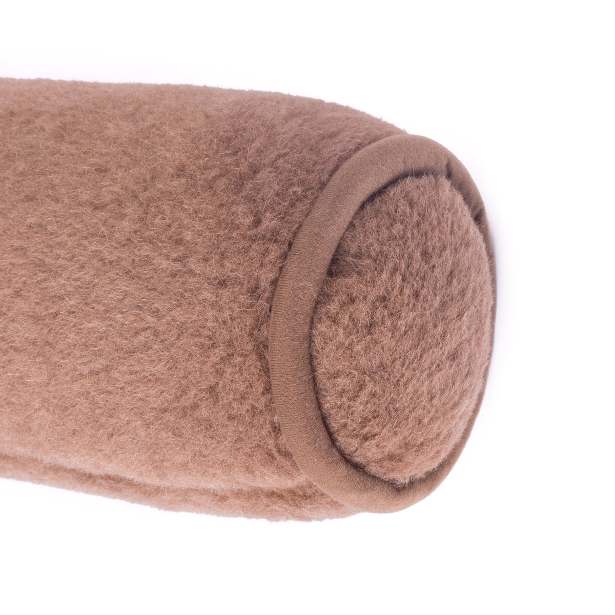 Kudde med kamel- och fårull cylinder brun