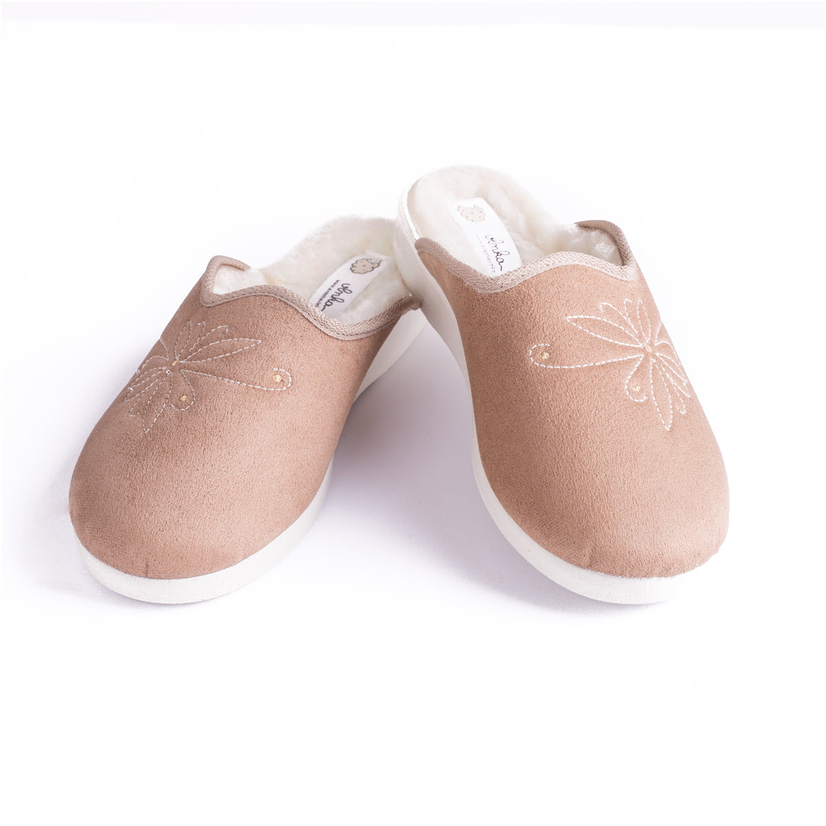 Damtofflor komfort med merinoull beige
