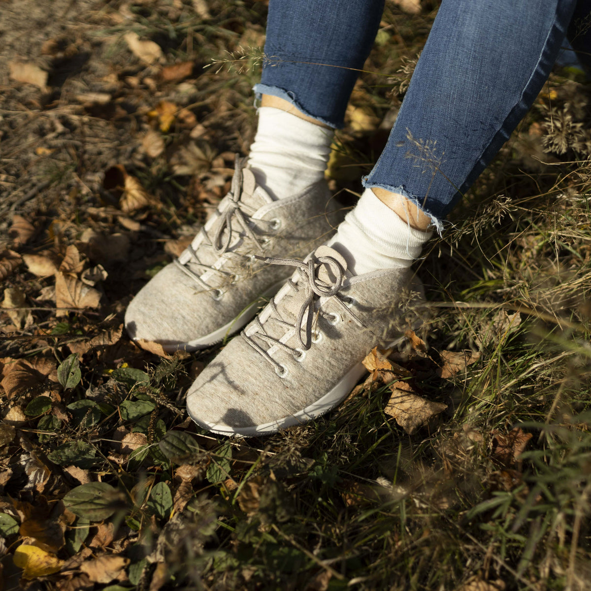 Ullfodrade ankelhöga sneakers Woolee beige