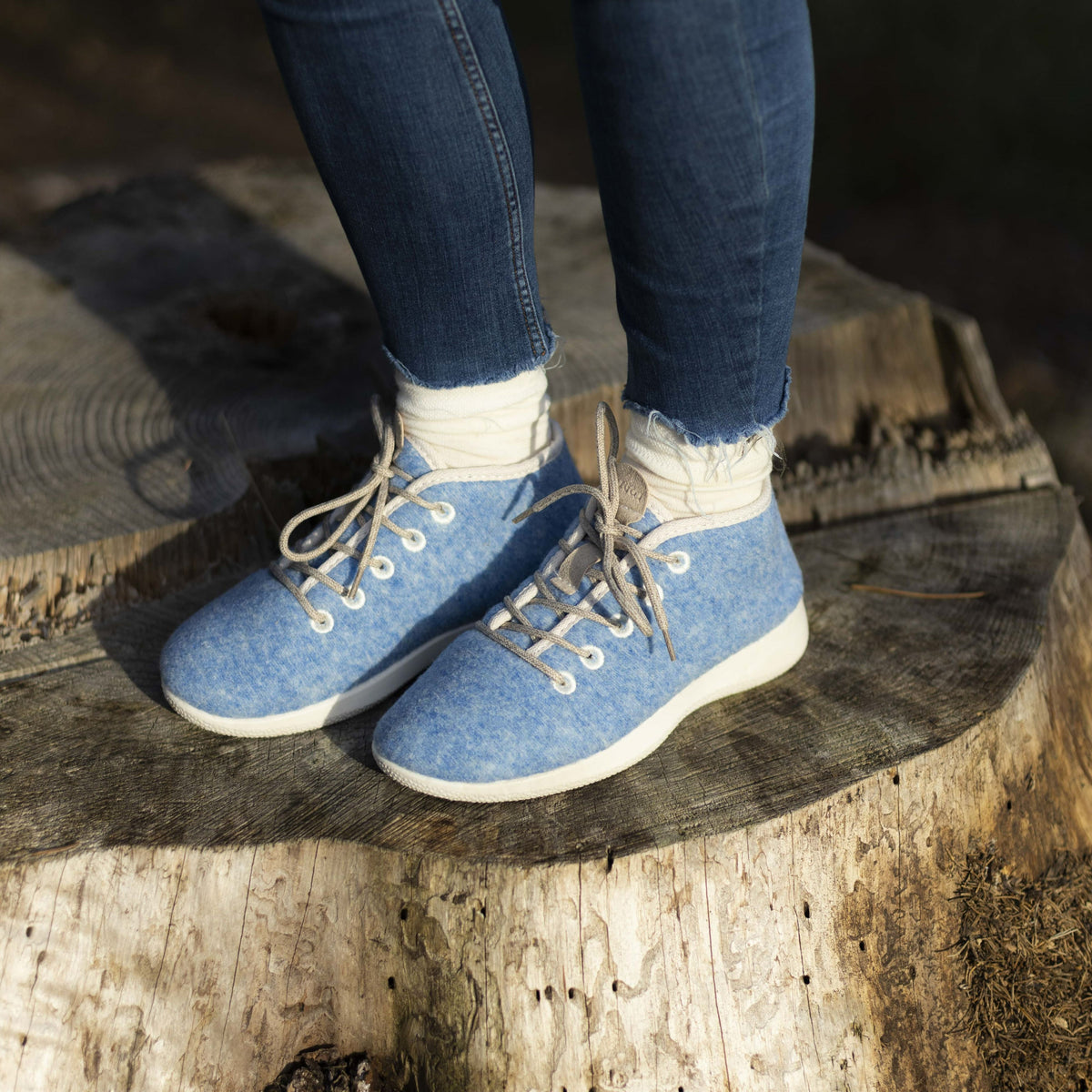 Ullfodrade höga sneakers Woolie blå
