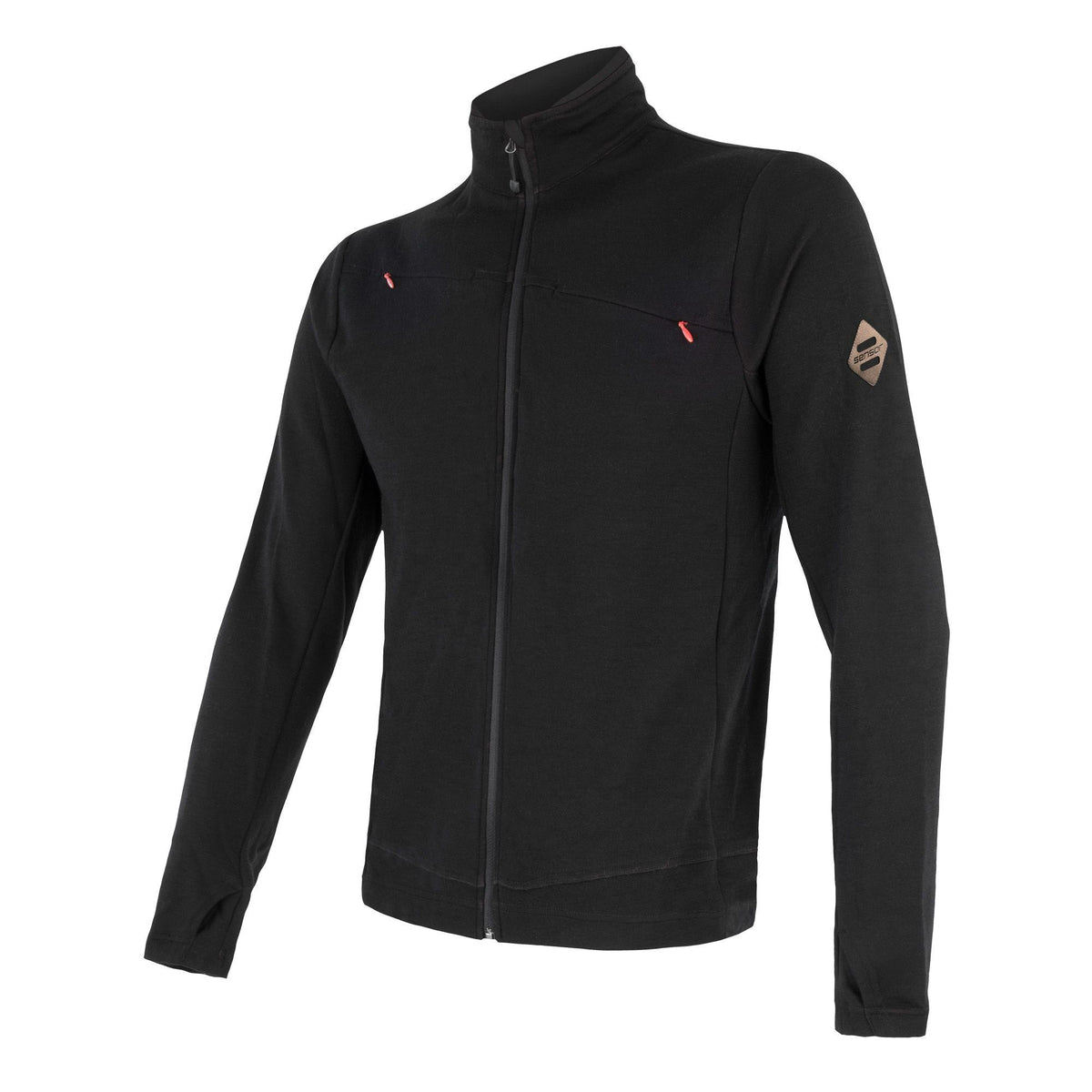 Herrsweatshirt Sensor Merino Upper hel dragkedja svart
