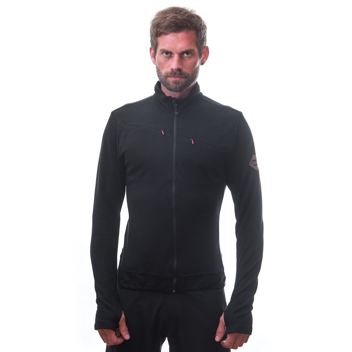 Herrsweatshirt Sensor Merino Upper hel dragkedja svart