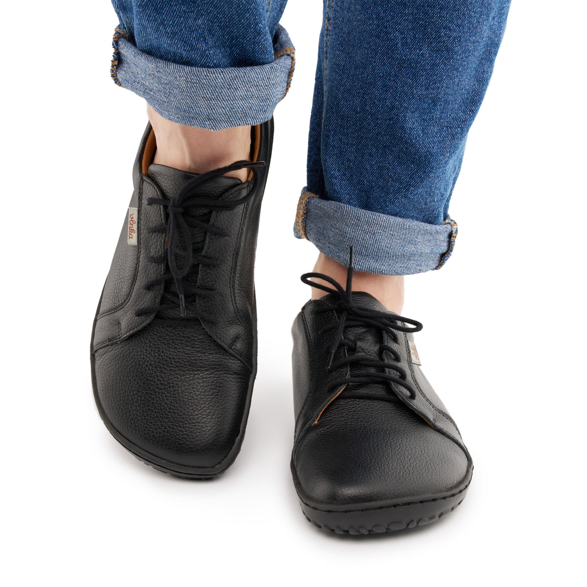 Barefoot lädersneakers Mira svart