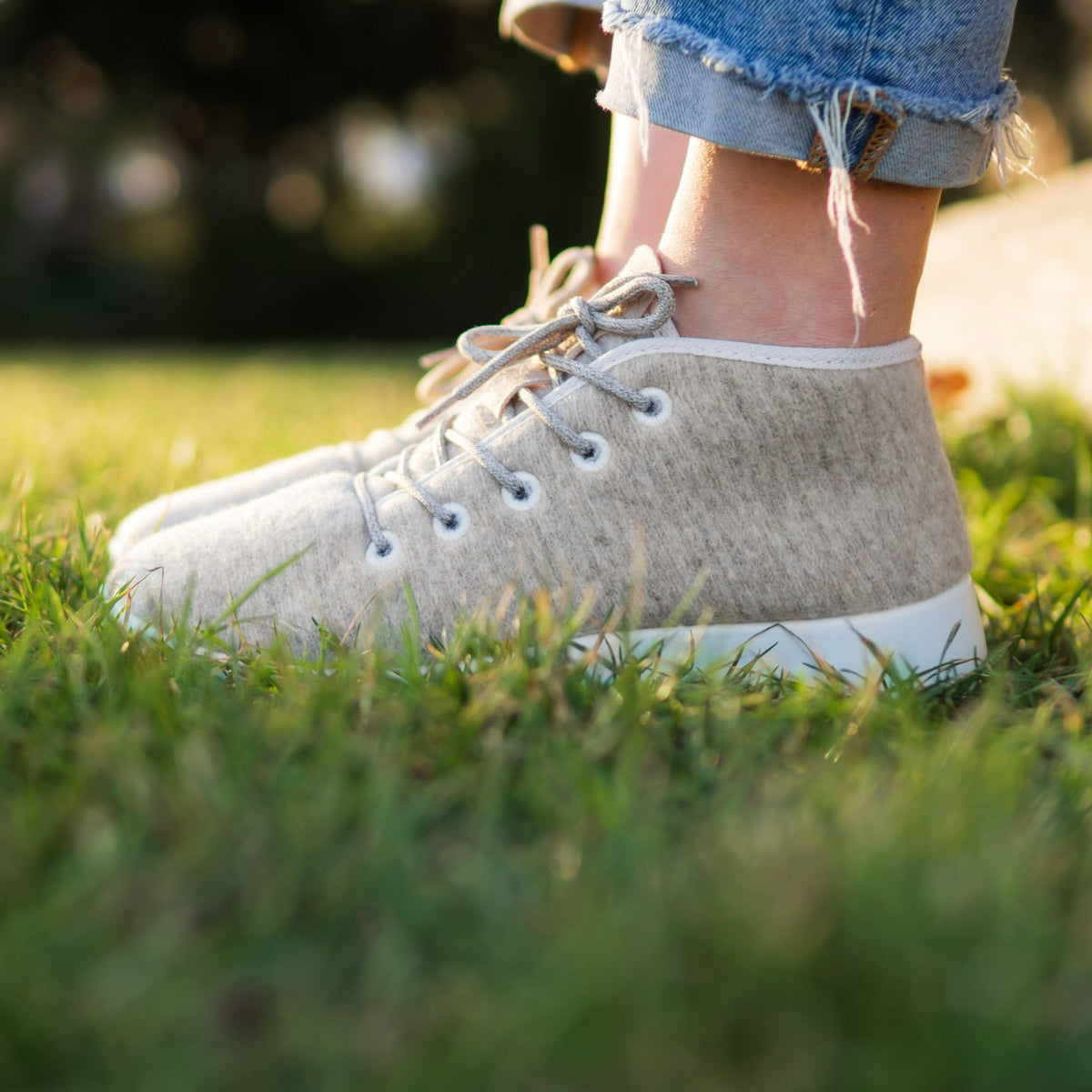 Ankelhöga ullsneakers Woolee beige
