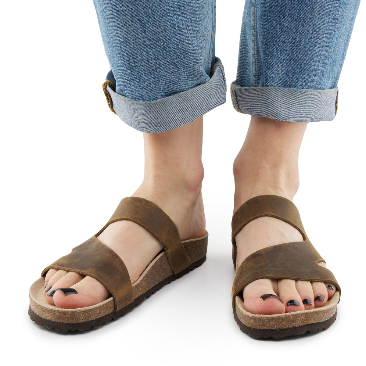 Anatomiska damkorkslip-in-tofflor Lola brun
