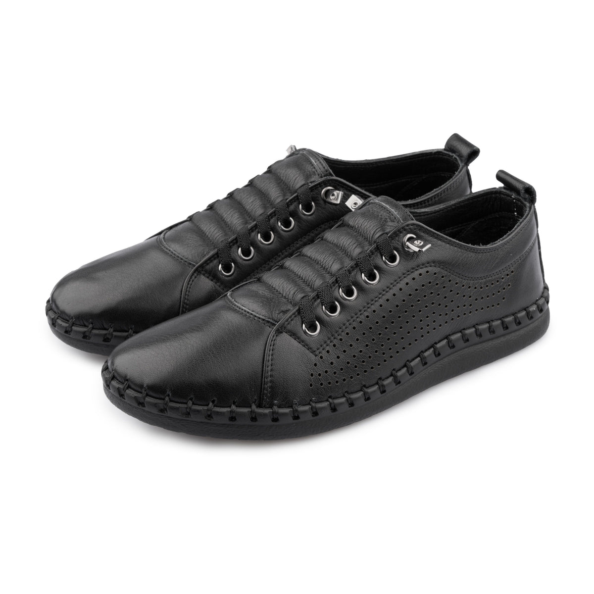 Damlädersneakers med resår Radana svart