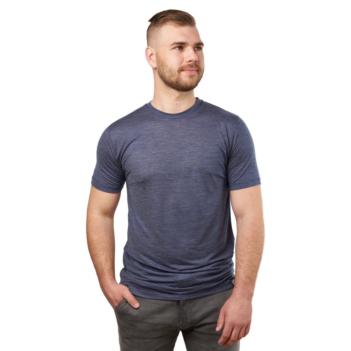Herr-t-shirt Woolee i en blandning av merinoull och tencel blå