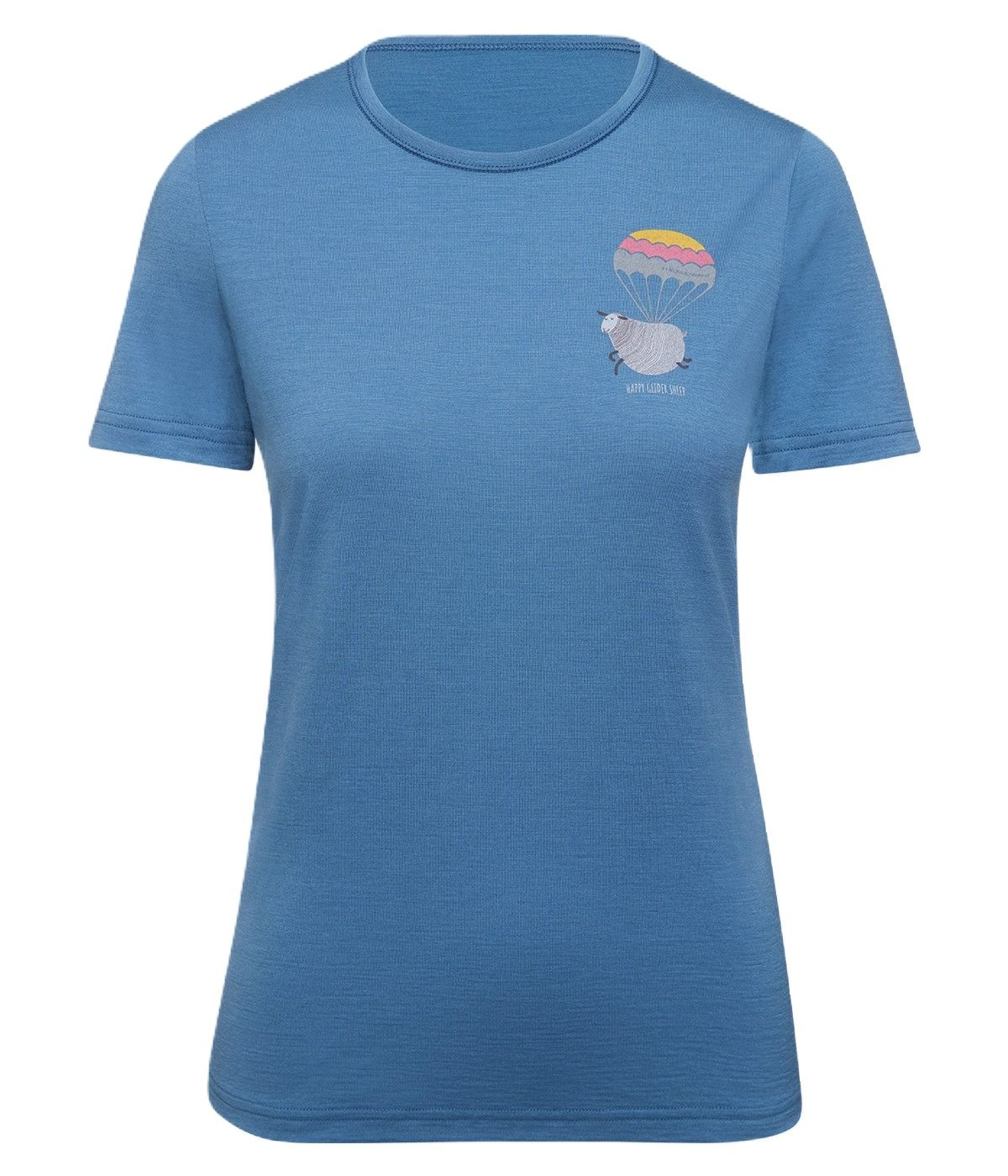 Dam T-shirt Merino Life Happy Sheep Thermowave blå