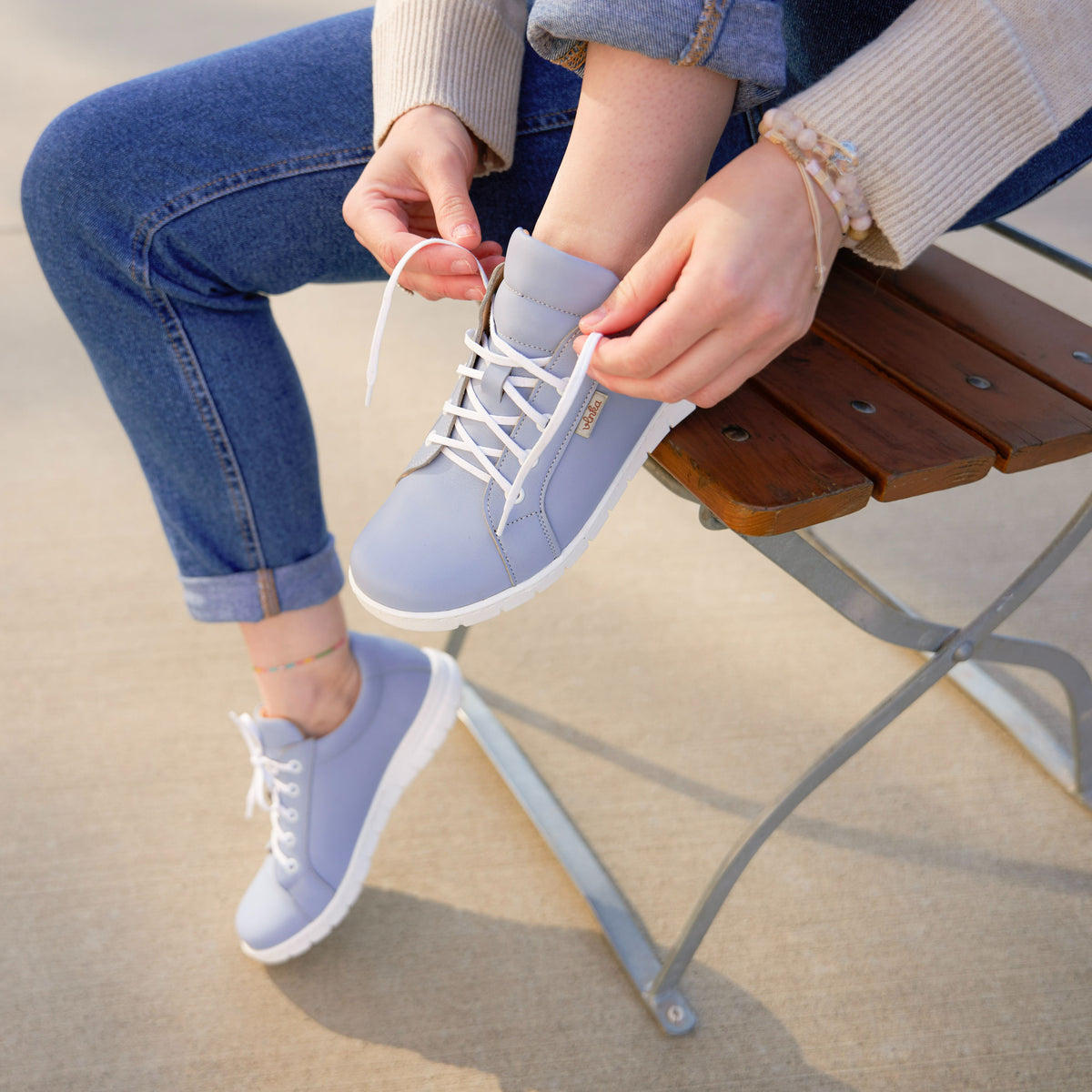 Damlädersneakers Nina blå