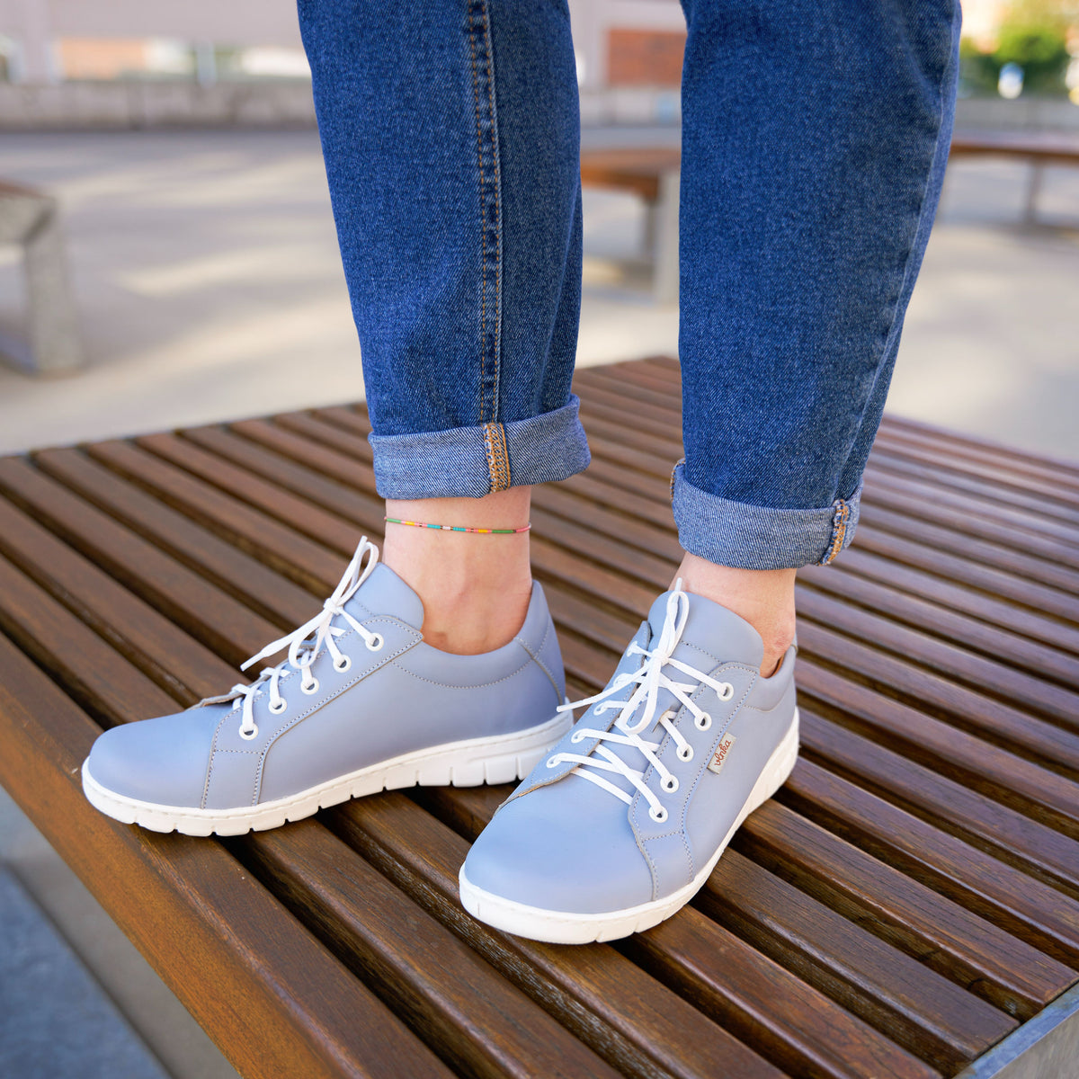 Damlädersneakers Nina blå