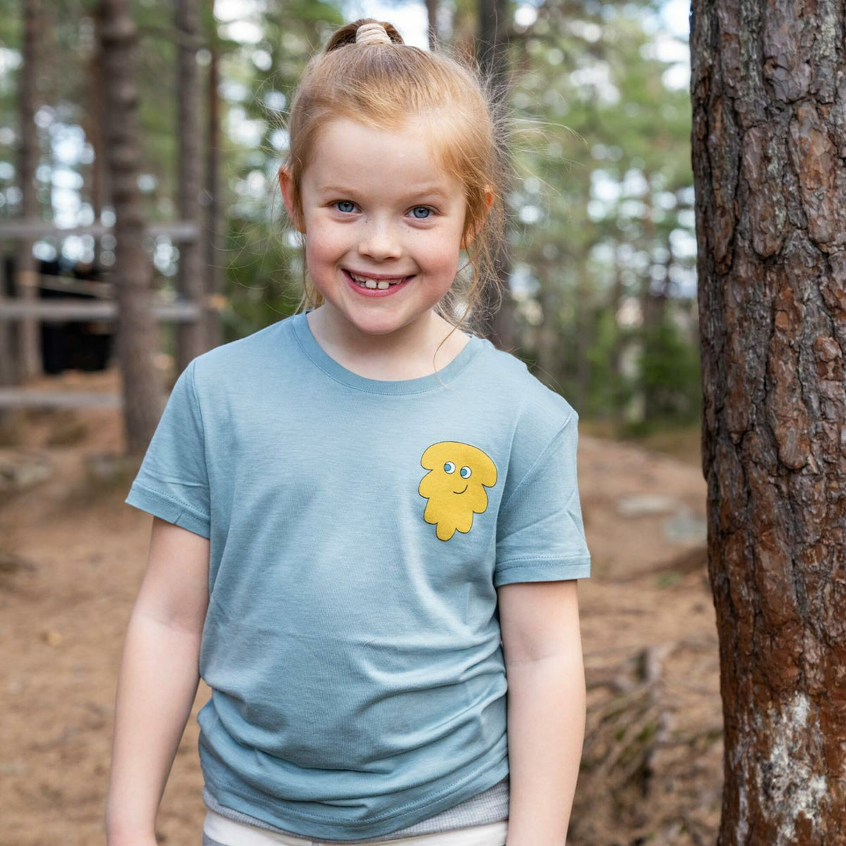 Barnt-shirt av merinoull Piny Ulvang blå