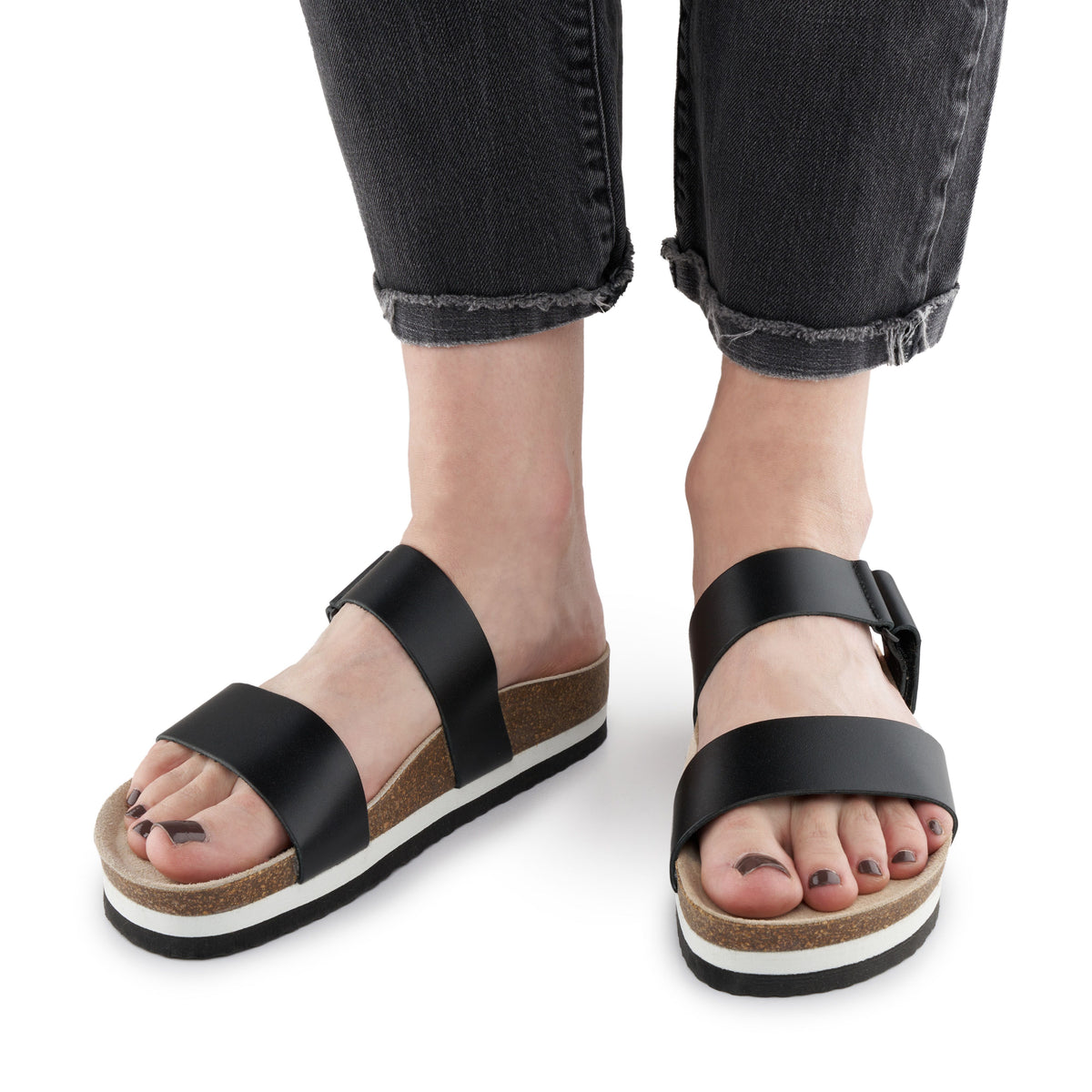 Anatomiska damkorkslip-in-tofflor Dana svart