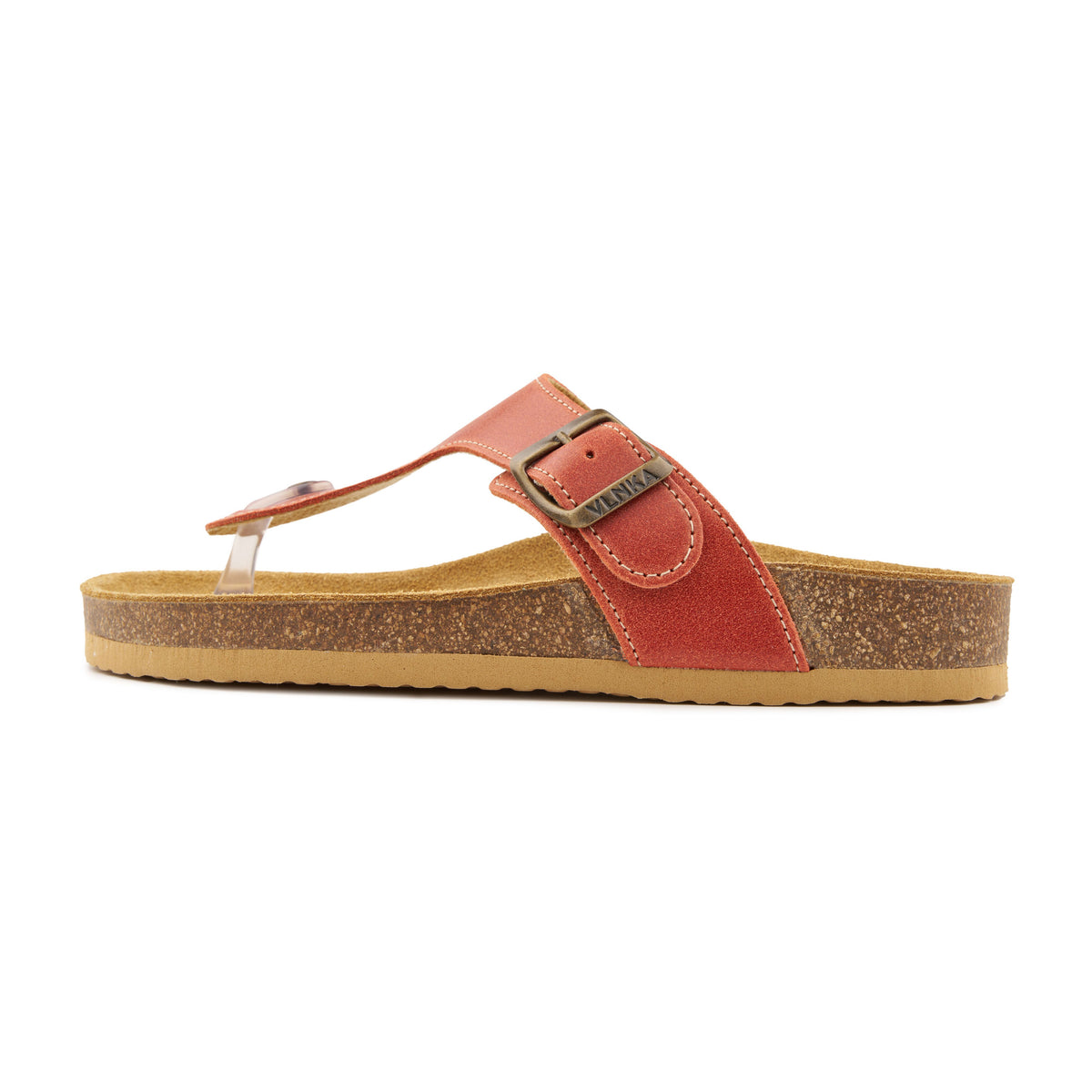 Damläderflip-flops med korksula Lea röd