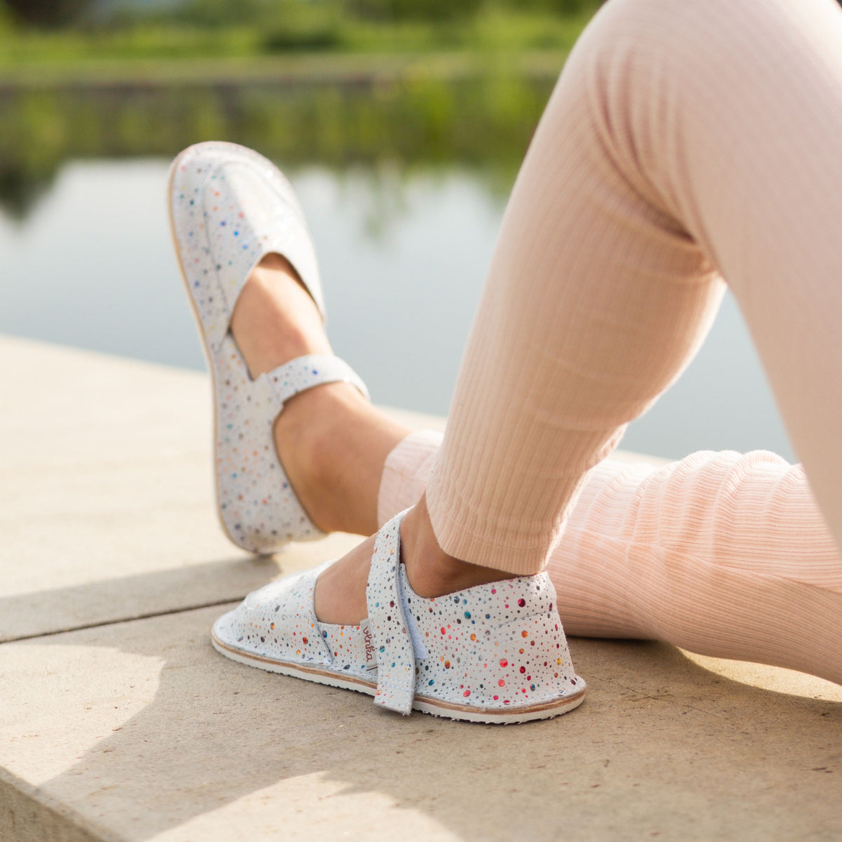 Barn barefoot lädersandaler Meli vit