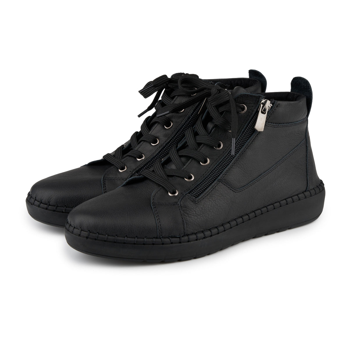 Damläderankelsneakers med dragkedja Marla svart