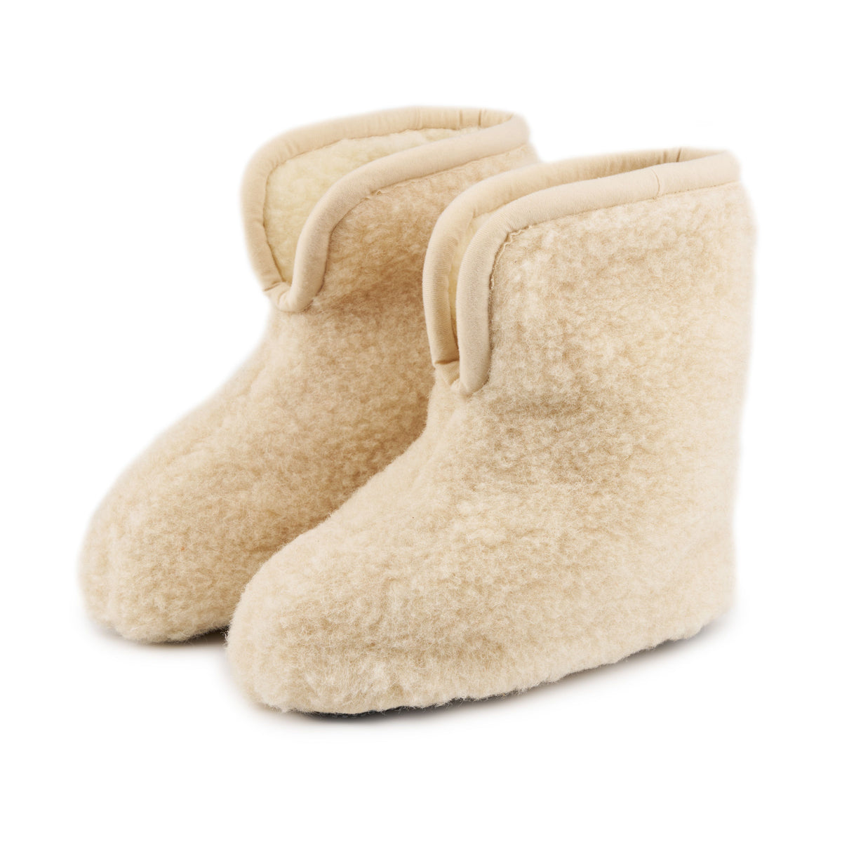 TV-tofflor uppvikbara av fårull beige