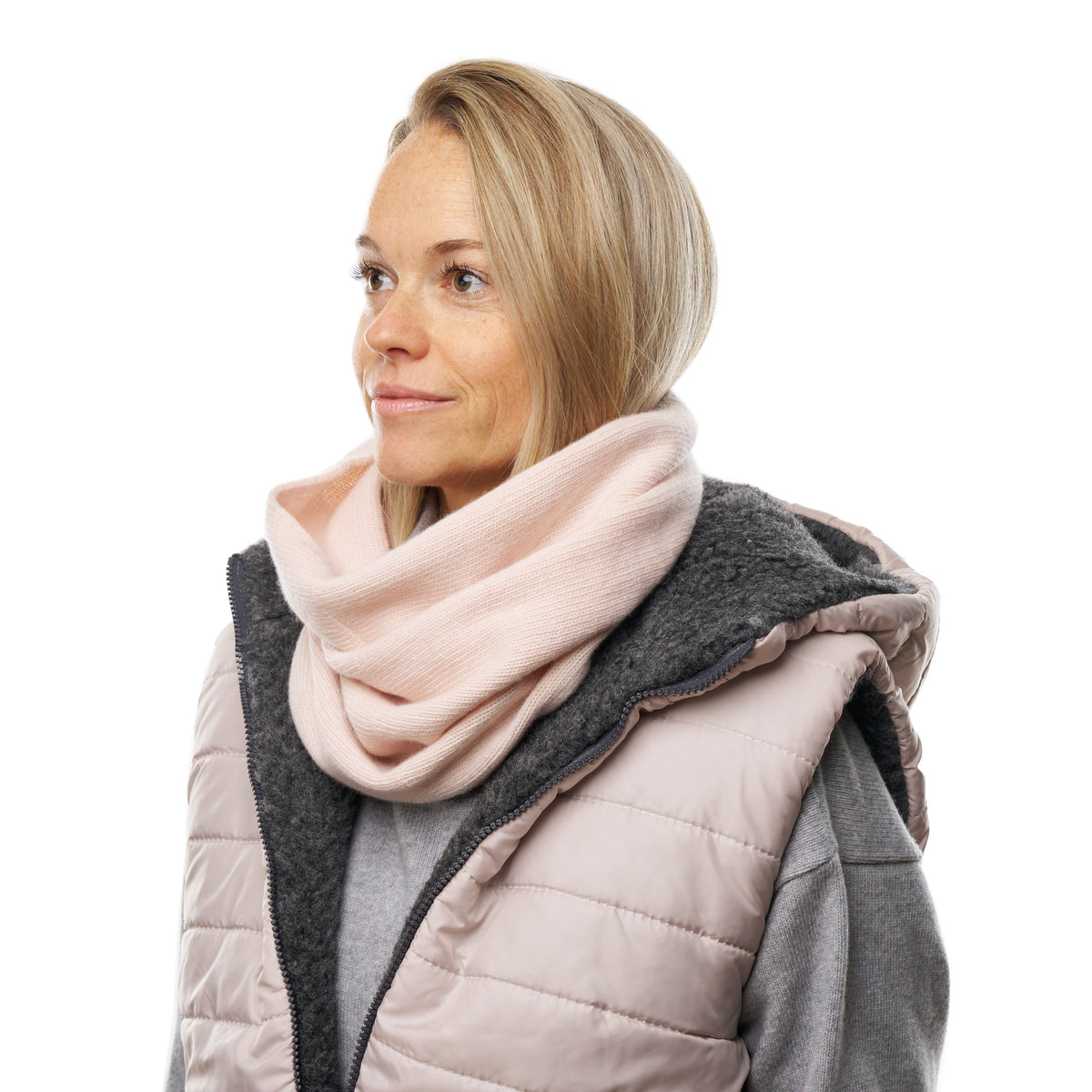 Ullhalsvärmare Supersoft merinoull med kashmir Komin ljusrosa