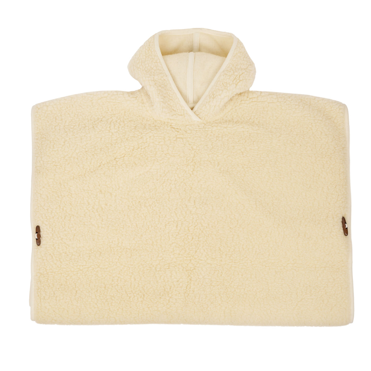 Ull-TV-poncho med huva natur