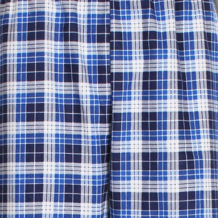 Herr flanellpyjamas med lång ärm rutig blåvit