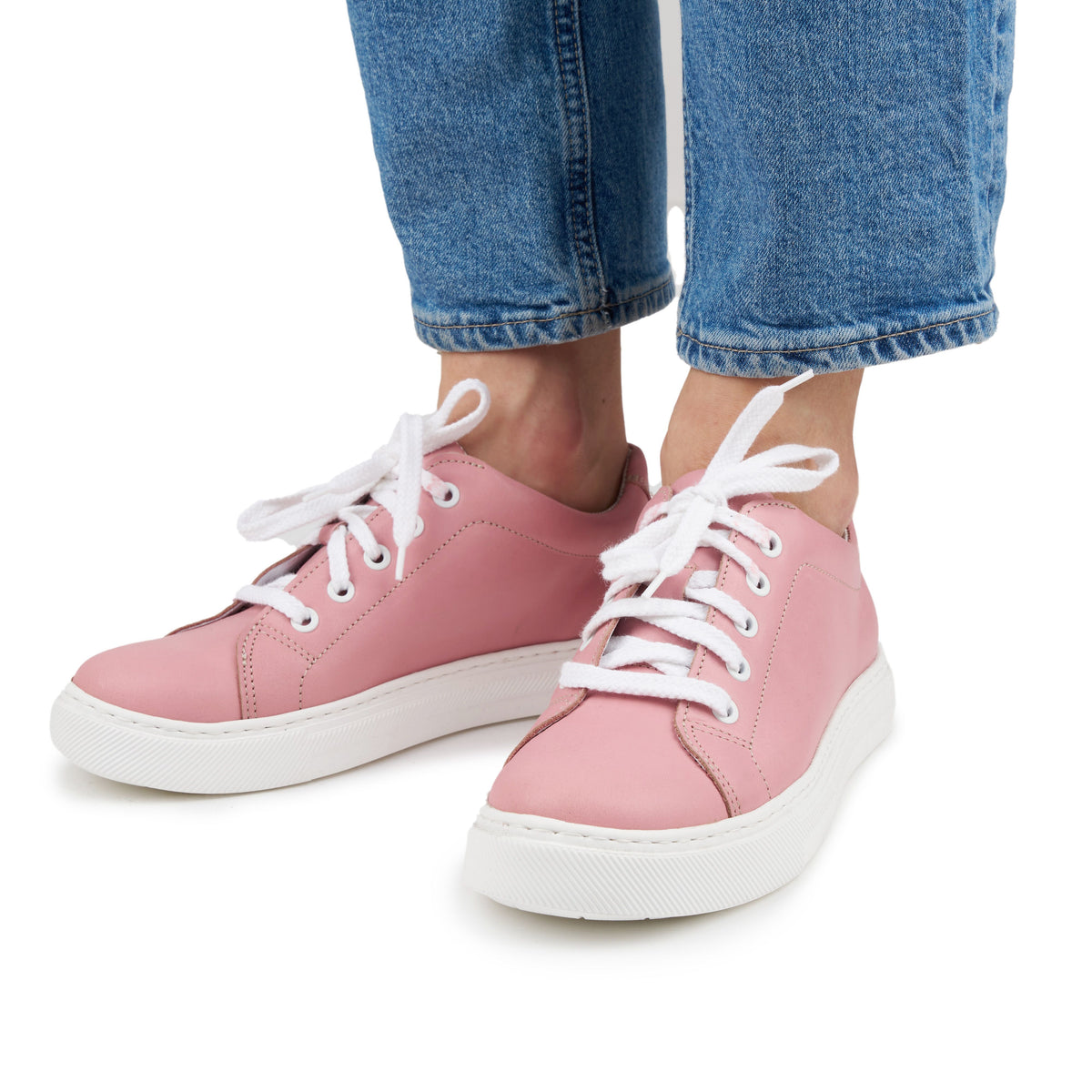 Damhälsolädersneakers Viola rosa