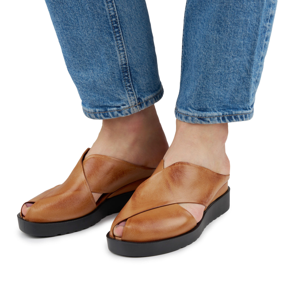 Damläderslip-in-tofflor Helga brun